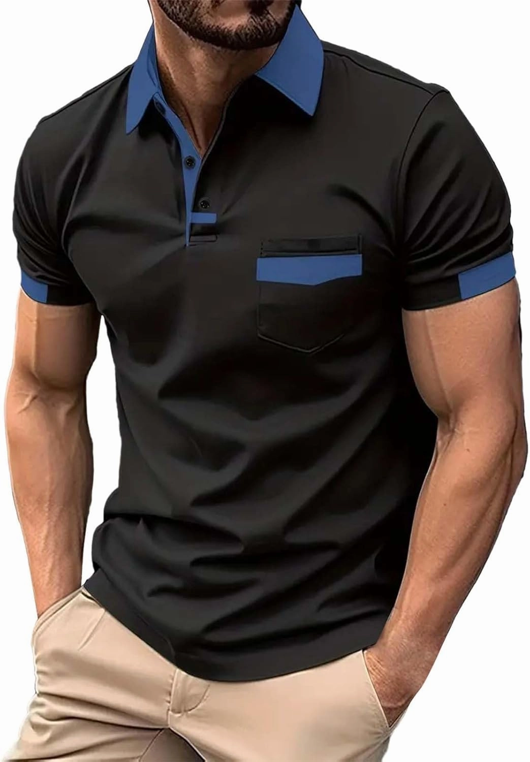 Polo Shirts for Men 2024 Gradient Lapel Short Sleeve Shirt Top Mens Polo Shirts Polos for Men 2024 Polo White