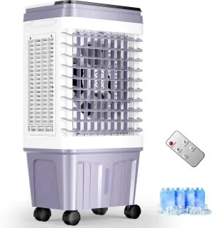 Portable Air Conditioners, 2500 CFM Swamp Cooler with 6.87 Gal Water Tank, 3-Speed Fan, 25 DB Evaporative Air Cooler with 16 FT Remote Control, 120°Oscillation, 7.5H Smart Timer, 4 Ice Packs