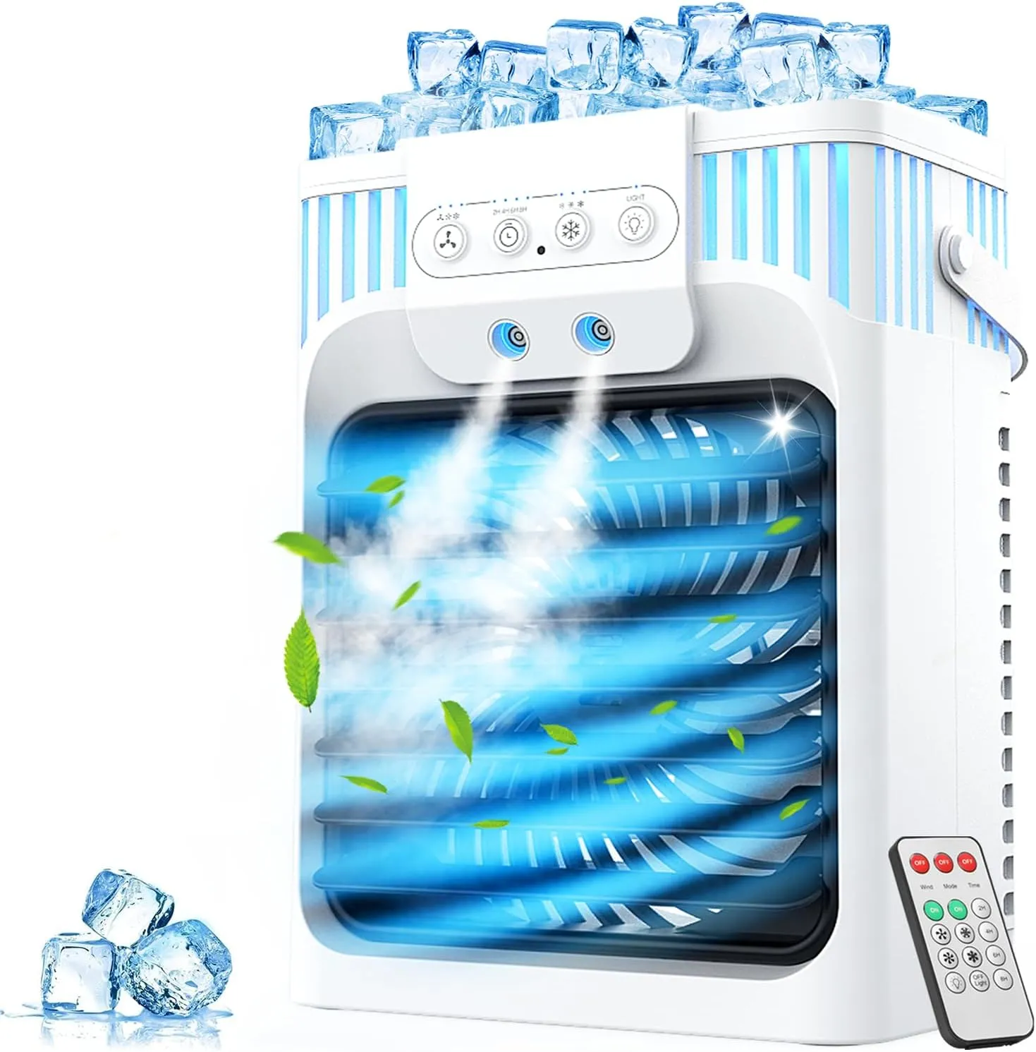 Portable Air Conditioners, 3 Speeds, 3 Mist Settings, 40oz XL Water Tank, 2~8h Timer & 7-color Ambient Lights, Air Conditioner Portable, Personal Small Mini Air Conditioner Air Cooler for Room Bedroom