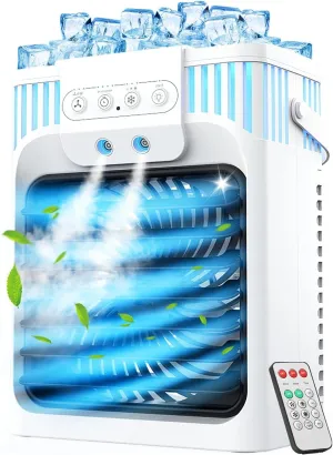 Portable Air Conditioners, 3 Speeds, 3 Mist Settings, 40oz XL Water Tank, 2~8h Timer & 7-color Ambient Lights, Air Conditioner Portable, Personal Small Mini Air Conditioner Air Cooler for Room Bedroom