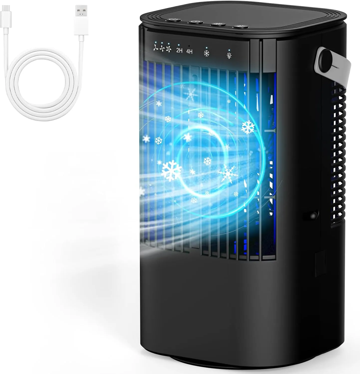 Portable Air Conditioners, 4-in-1 Mini Small Air Conditioner Evaporative Air Cooler Fan with 1000ml Water Tank, 3 Speeds & 7 LED Lights, Personal Mini AC with Timer for Bedroom, Desktop, Home, Office