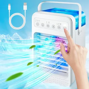 Portable Air Conditioners, Mini Air Conditioner Personal Evaporative Air Cooler with 4 Speeds 7 Colors, 600ML Portable Ac Unit Fan 2 Cool Mist Cooling Fan for Room Office Car