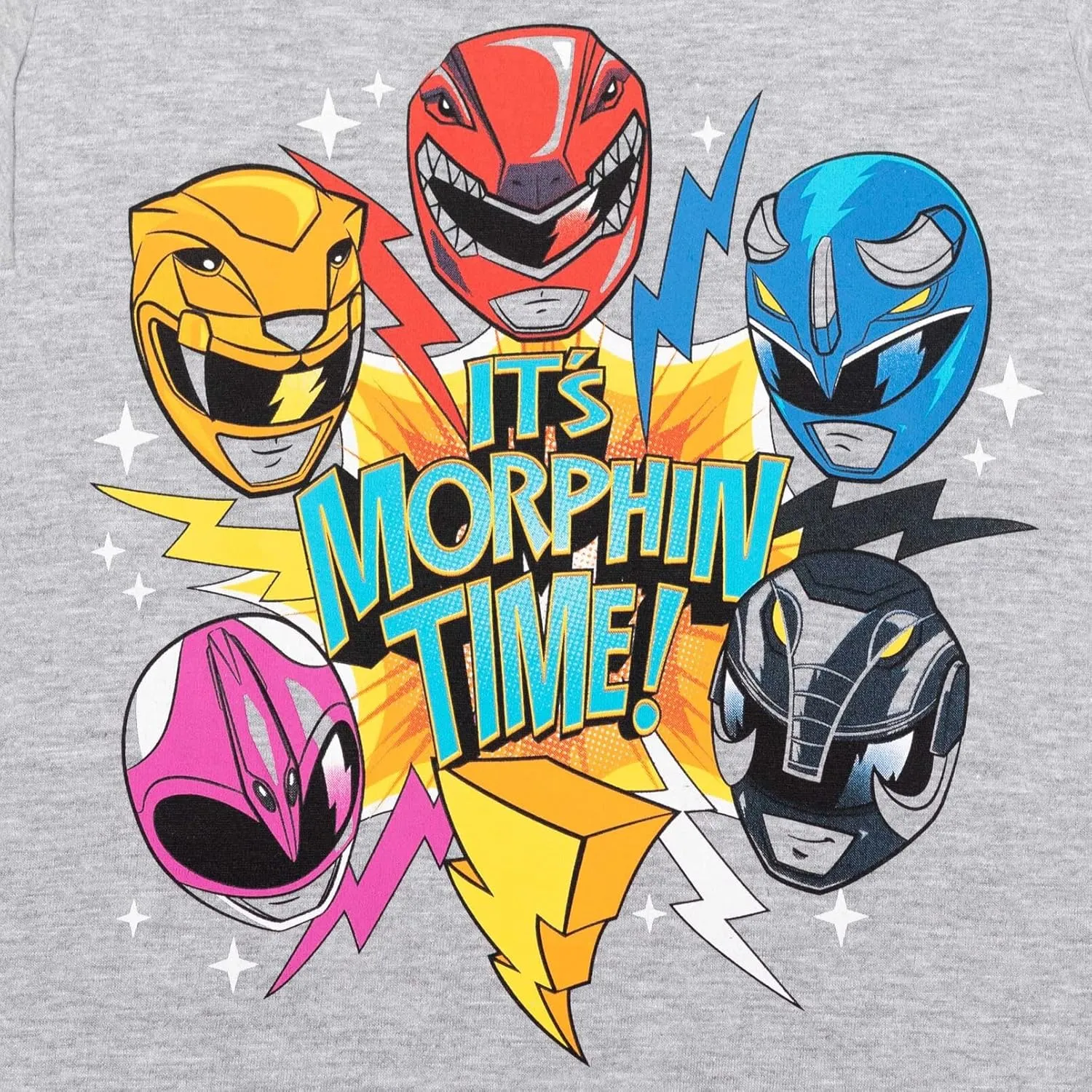 Power Rangers Red Yellow Blue Black Pink 3 Pack T-Shirts Toddler to Big Kid
