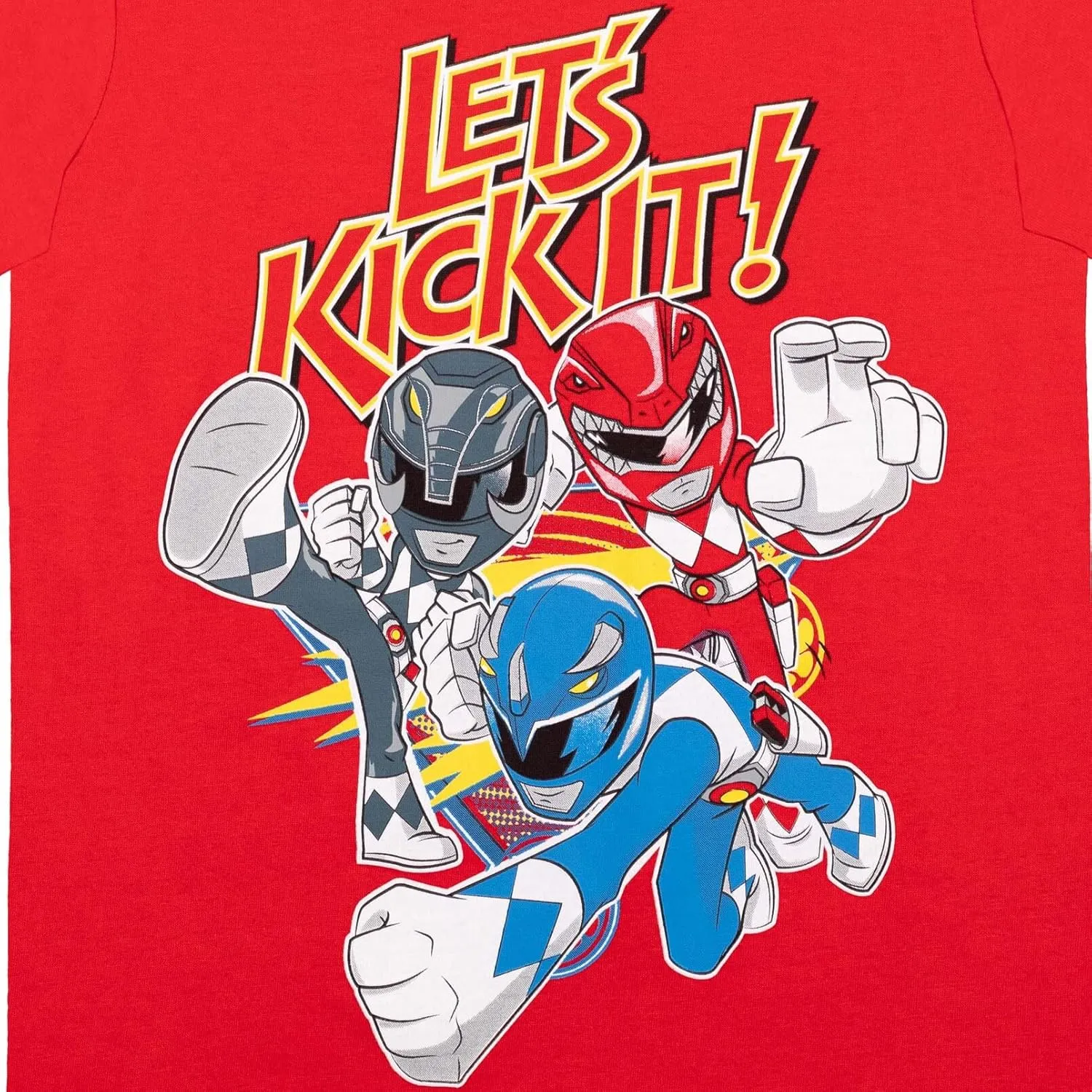 Power Rangers Red Yellow Blue Black Pink 3 Pack T-Shirts Toddler to Big Kid