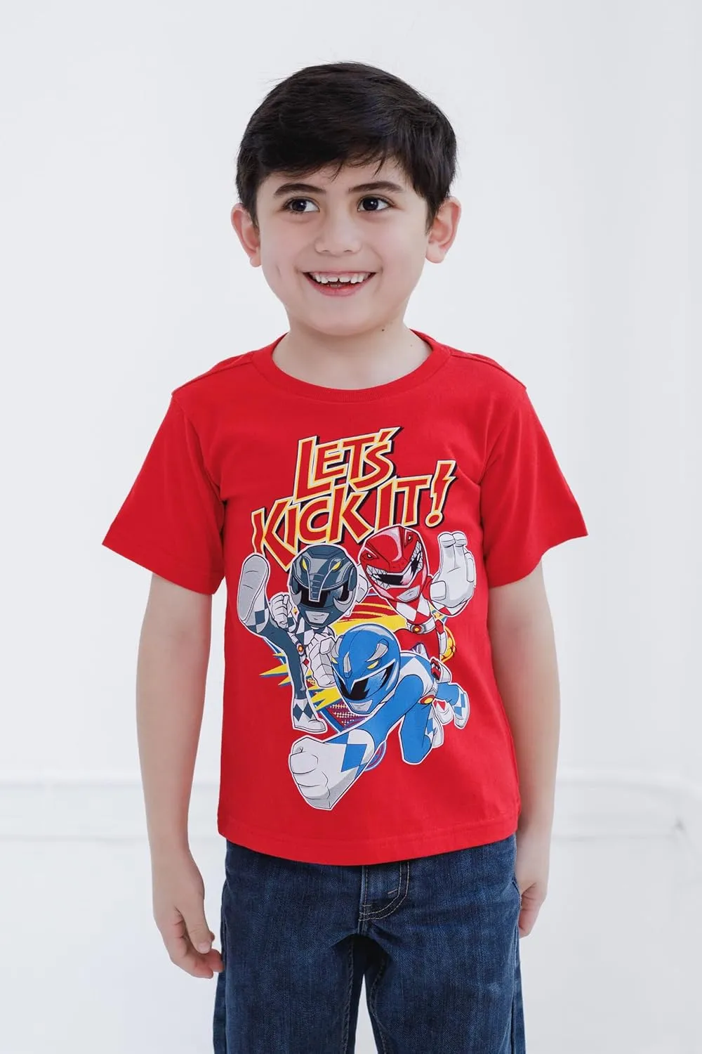 Power Rangers Red Yellow Blue Black Pink 3 Pack T-Shirts Toddler to Big Kid