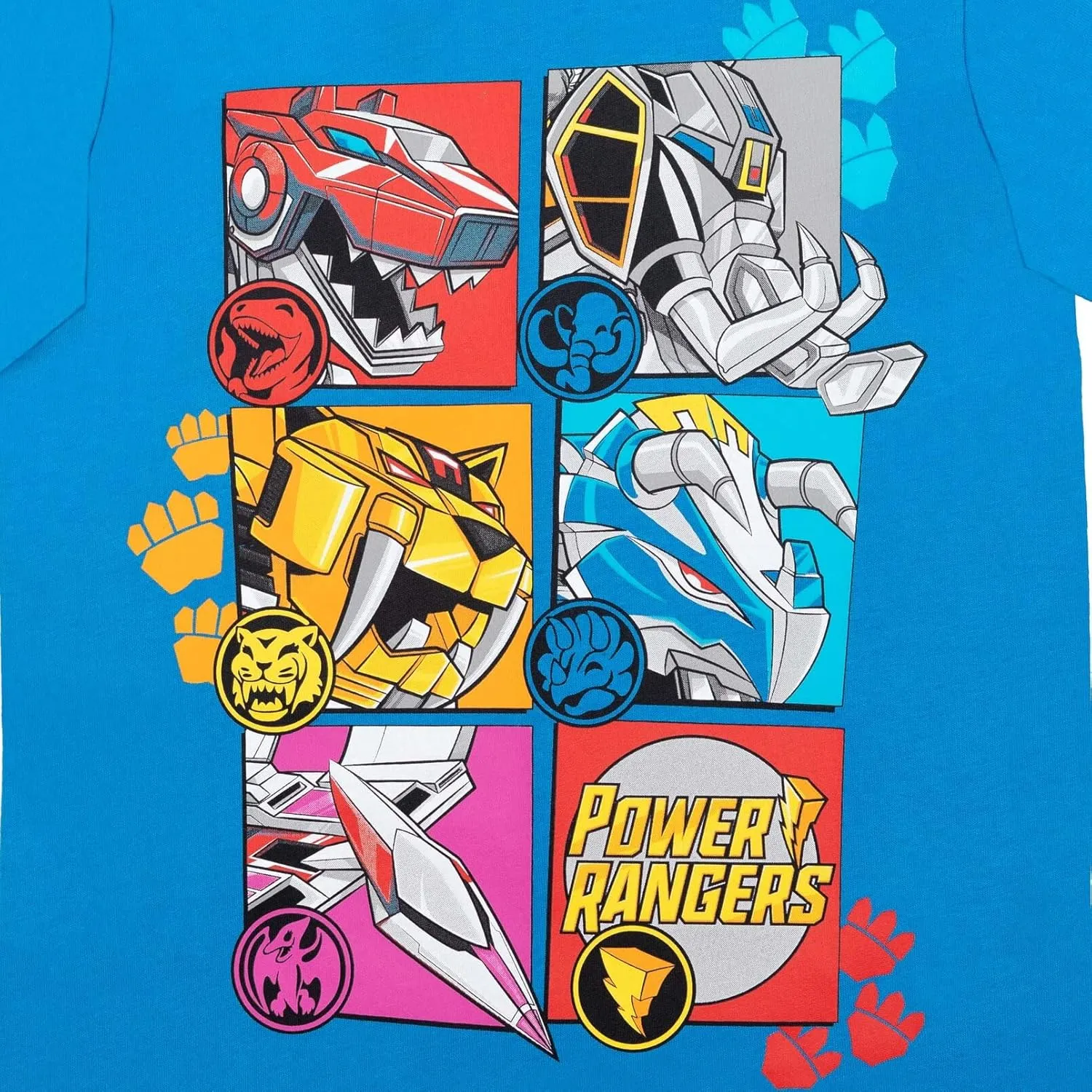 Power Rangers Red Yellow Blue Black Pink 3 Pack T-Shirts Toddler to Big Kid