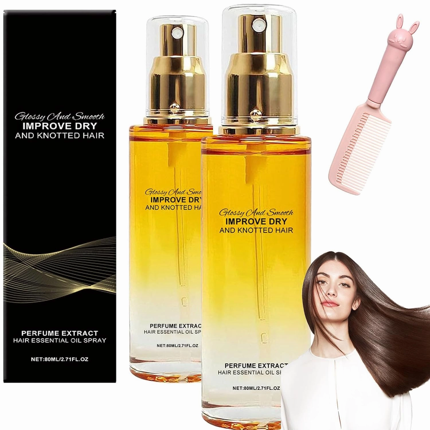 Preliminaryt Conditioning Oil Spray,Tgideasa Hair Treatment Oilatment Oil,80ml Conditioning Spray Scalp & Strengthener Leave-In Conditioner Comforting Shampoo (2pcs)