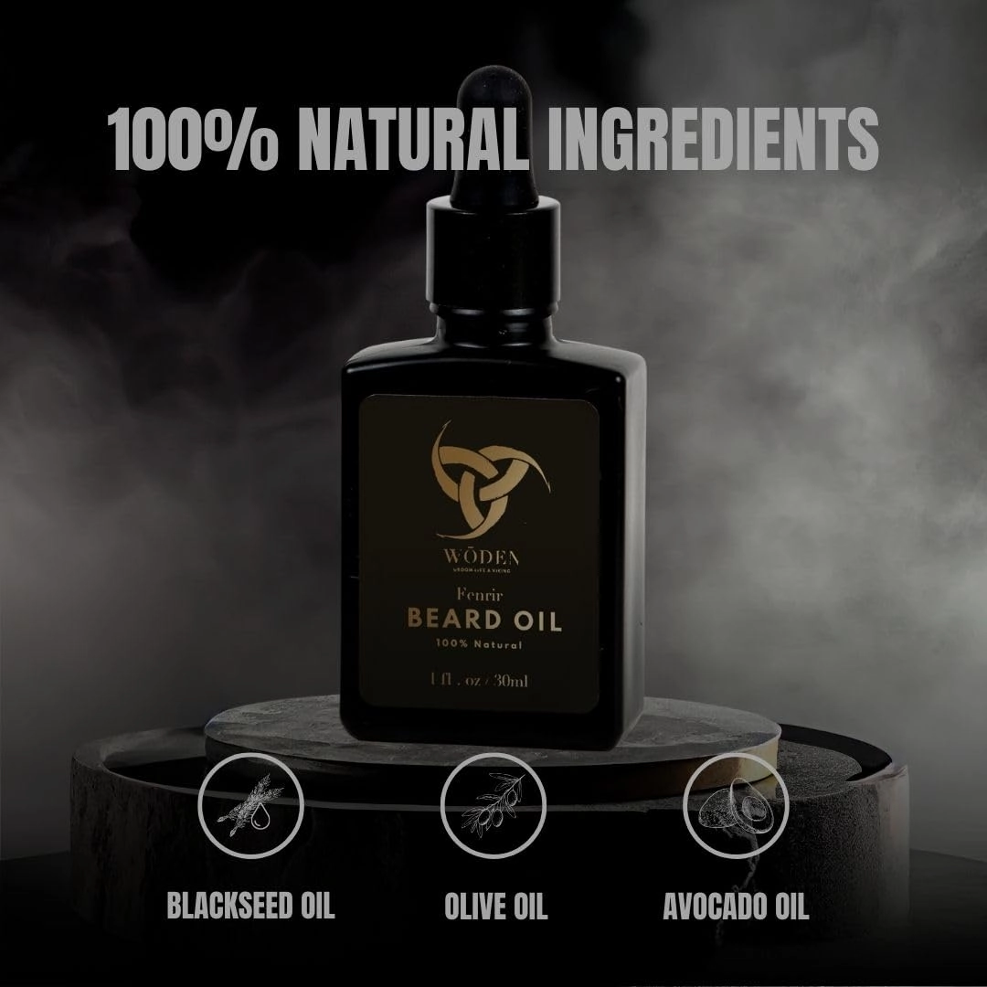 Premium Beard & Hair Oil 1oz - Handmade in Canada- Promotes Growth and Soothes Itchy and Flaky Skin - Softens and Strengthens Hair - Conditioner with Blackseed Oil (1 oz, Earthy)