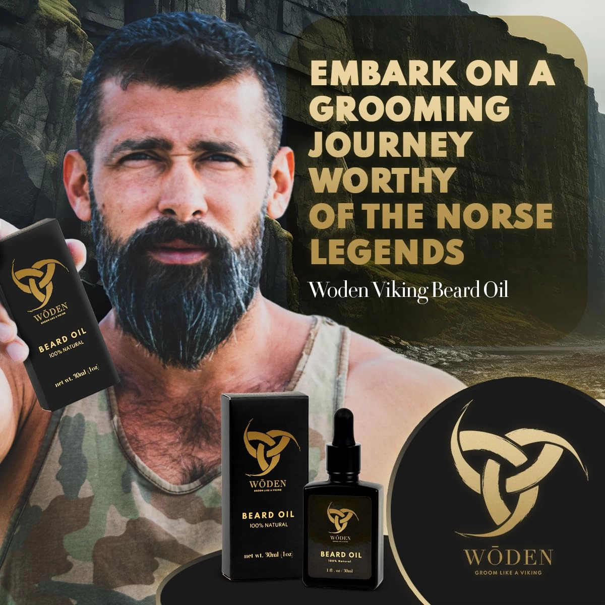 Premium Beard & Hair Oil 1oz - Handmade in Canada- Promotes Growth and Soothes Itchy and Flaky Skin - Softens and Strengthens Hair - Conditioner with Blackseed Oil (1 oz, Earthy)