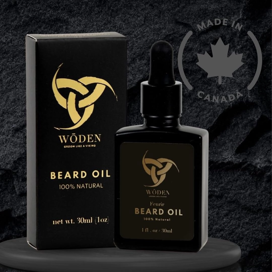 Premium Beard & Hair Oil 1oz - Handmade in Canada- Promotes Growth and Soothes Itchy and Flaky Skin - Softens and Strengthens Hair - Conditioner with Blackseed Oil (1 oz, Earthy)