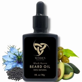 Premium Beard & Hair Oil 1oz - Handmade in Canada- Promotes Growth and Soothes Itchy and Flaky Skin - Softens and Strengthens Hair - Conditioner with Blackseed Oil (1 oz, Earthy)