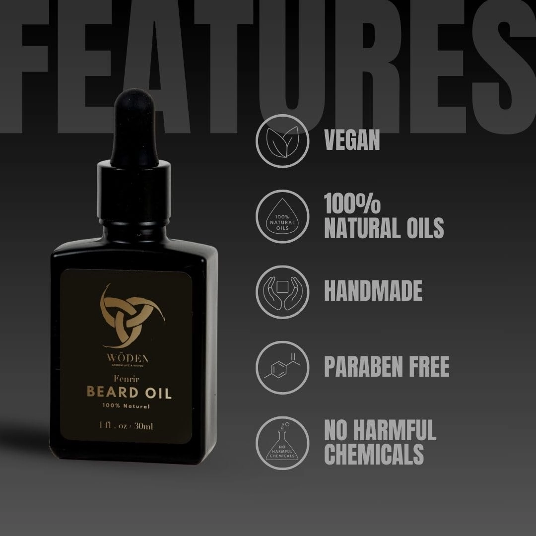 Premium Beard & Hair Oil 1oz - Handmade in Canada- Promotes Growth and Soothes Itchy and Flaky Skin - Softens and Strengthens Hair - Conditioner with Blackseed Oil (1 oz, Earthy)