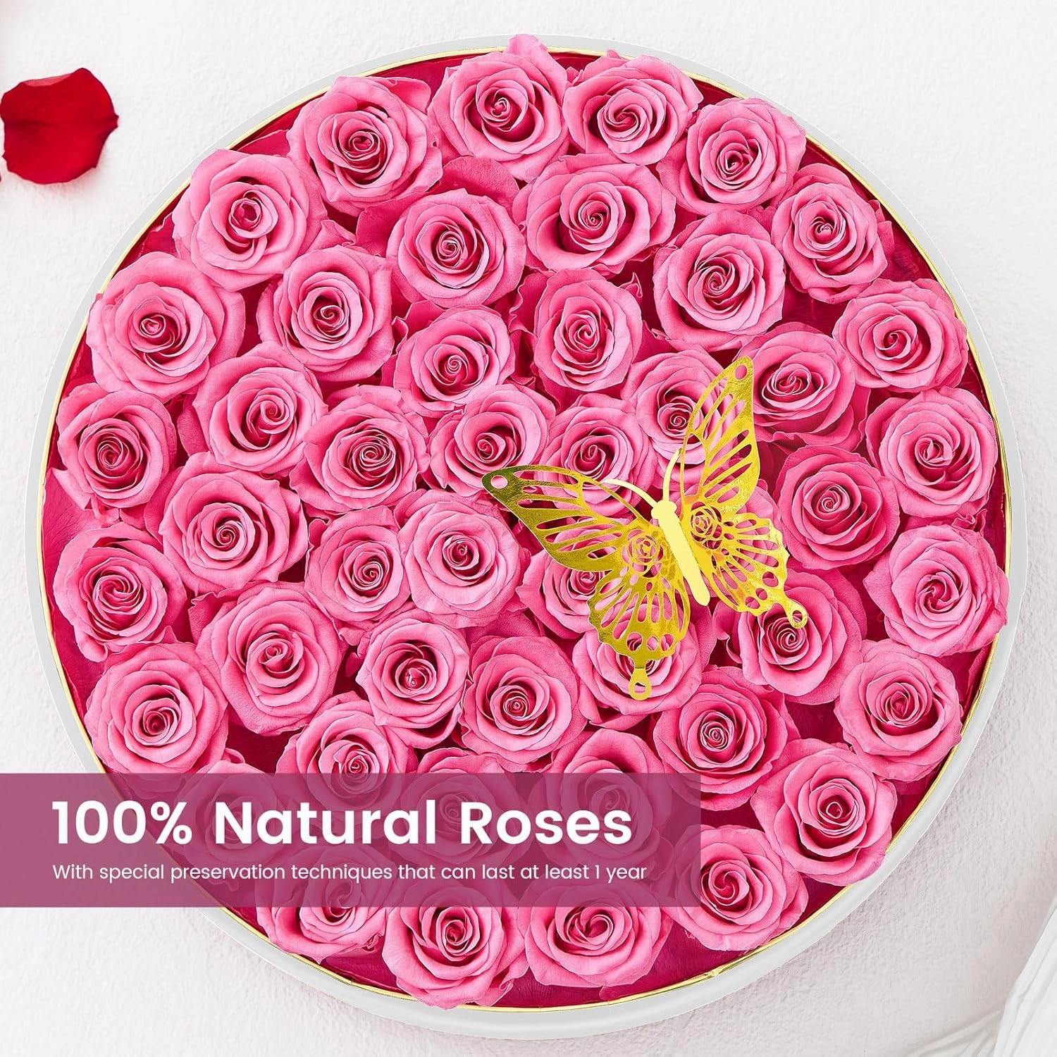 Preserved Roses 47 Piece Forever Flowers Roses in a Box Mother's Day Birthday Flowers for Her Mom Women Wife Valentine's Day (Pink)