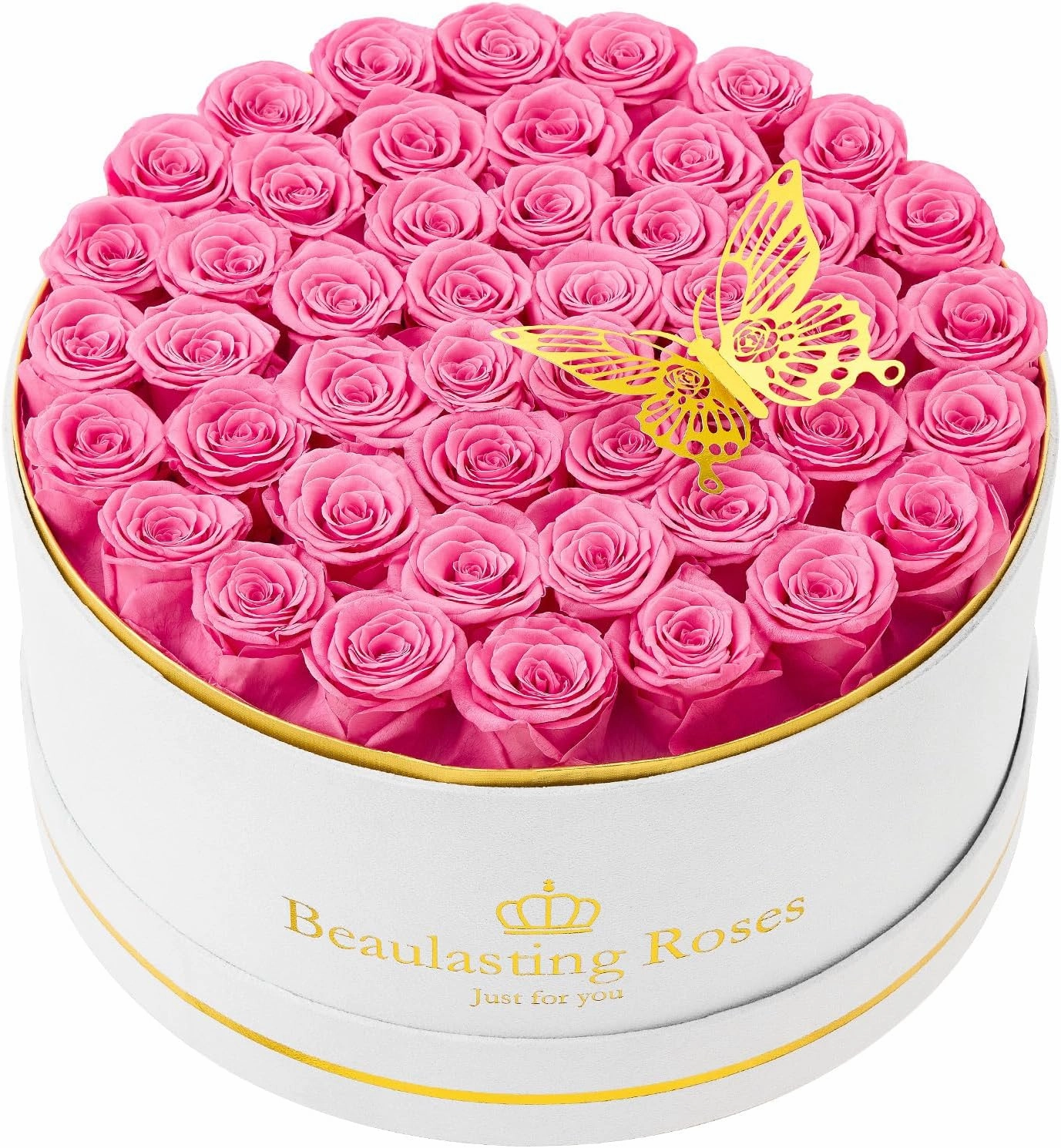 Preserved Roses 47 Piece Forever Flowers Roses in a Box Mother's Day Birthday Flowers for Her Mom Women Wife Valentine's Day (Pink)