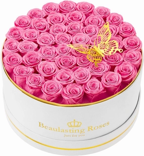 Preserved Roses 47 Piece Forever Flowers Roses in a Box Mother's Day Birthday Flowers for Her Mom Women Wife Valentine's Day (Pink)