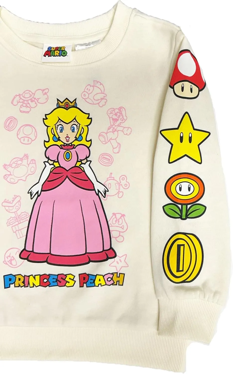 Princess Peach Little & Big Girls Long Sleeve Fleece Top