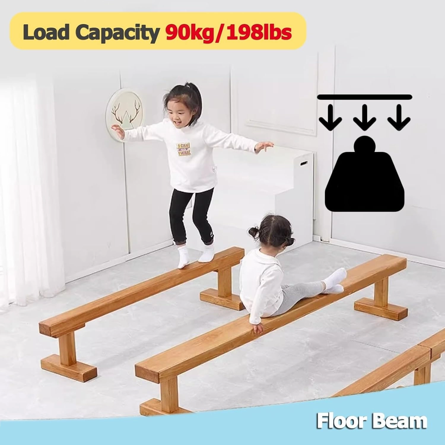 Professional Gymnastics Balance Beam For Athlete, Extra-Firm Floor Walking Beams with Anti-skid Base, All Gymnastics Skills Training Use, 59 79 118 Inch Long(150cm(59.1in) long/8cm(3.1in) width)
