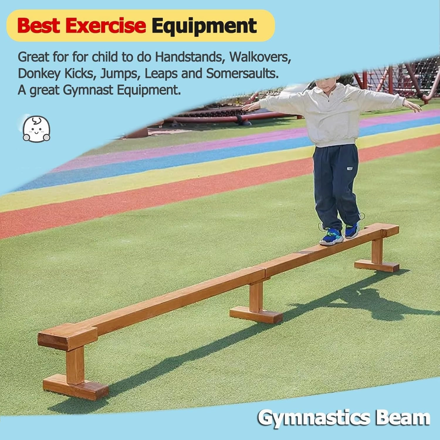 Professional Gymnastics Balance Beam For Athlete, Extra-Firm Floor Walking Beams with Anti-skid Base, All Gymnastics Skills Training Use, 59 79 118 Inch Long(150cm(59.1in) long/8cm(3.1in) width)