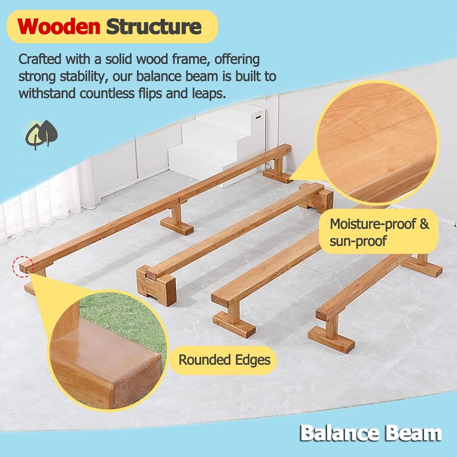 Professional Gymnastics Balance Beam For Athlete, Extra-Firm Floor Walking Beams with Anti-skid Base, All Gymnastics Skills Training Use, 59 79 118 Inch Long(150cm(59.1in) long/8cm(3.1in) width)