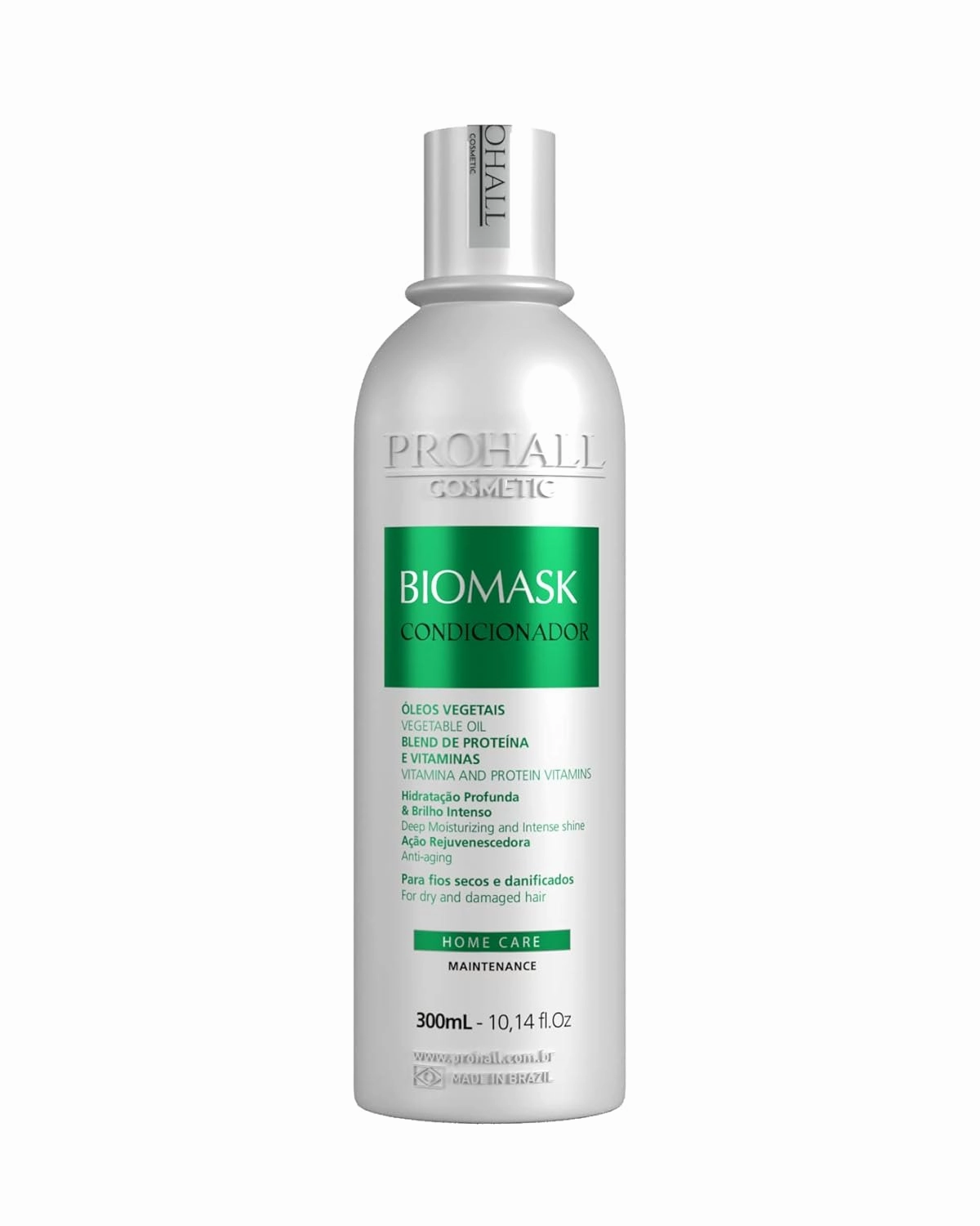 Prohall Cosmetic Biomask Conditioner for dry and damaged hair. Recovers the malleability of the wires and ensures more softness of hair. (10.1 fl.oz)