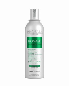Prohall Cosmetic Biomask Conditioner for dry and damaged hair. Recovers the malleability of the wires and ensures more softness of hair. (10.1 fl.oz)