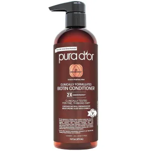 PURA D'OR 16 Oz Professional Grade Clinically Formulated Biotin Conditioner - Daily Hair Care Routine For Thinning Hair - 2X Concentrated Herbal Blend Hair Thickening Products For Women & Men