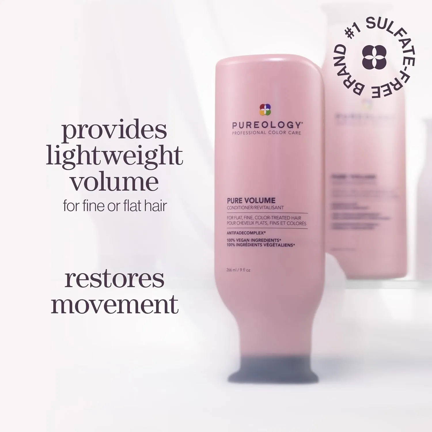 Pureology Pure Volume Conditioner For Flat, Fine and Color-Treated Hair - Restores Volume & Movement, Sulfate-Free & Vegan