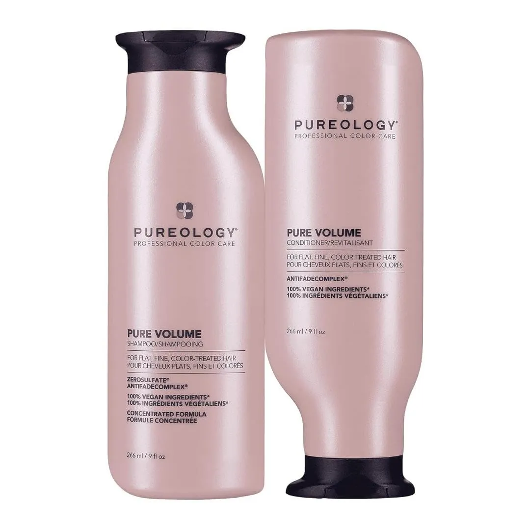 Pureology Pure Volume Shampoo and Conditioner Set - For Flat, Fine and Color-Treated Hair, Sulfate-Free