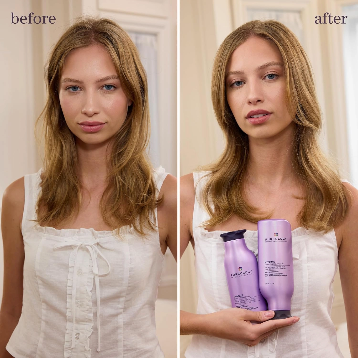 Pureology Hydrate Conditioner - For Dry and Color-Treated Hair, Moisturizes Hair & Protects Color, Sulfate-Free & Vegan