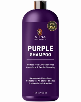 Purple Shampoo for Blondes, Gray, Brassy & Color Treated Hair, Sulfate Free, Enriched with Green Tea & Chamomile & Avocado Oil - Nourishing & Hydrating Blonde Shampoo - 16 fl oz