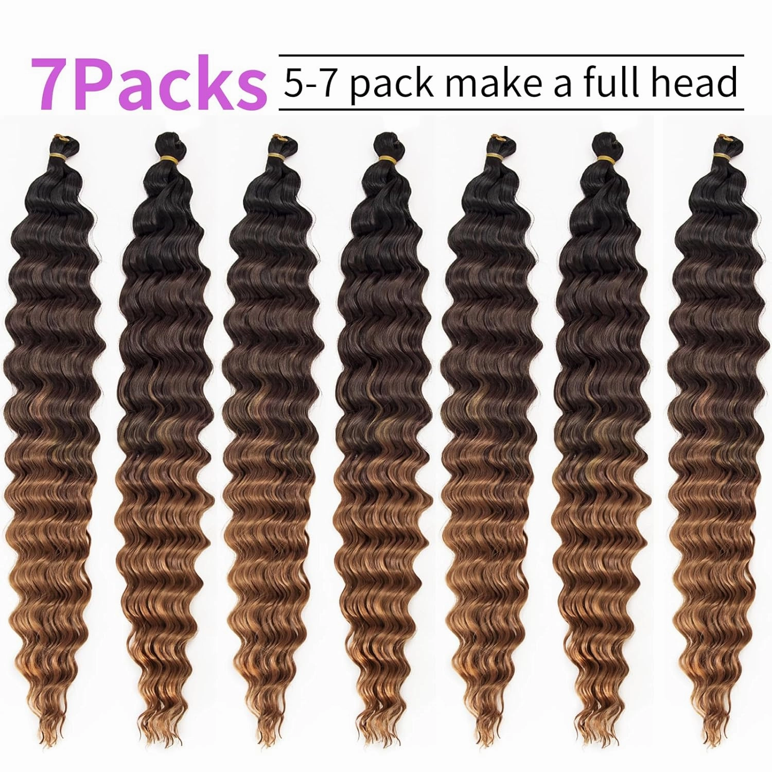 QRHSUKA Curly Braiding Hair 30Inch Ocean Wave Crochet Hair 7Packs Deep Curly Crochet Braids Wet and Wavy Braiding Hair Synthetic Crochet Hair for Women (30 Inch (Pack of 7), 1B/4/30)