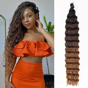 QRHSUKA Curly Braiding Hair 30Inch Ocean Wave Crochet Hair 7Packs Deep Curly Crochet Braids Wet and Wavy Braiding Hair Synthetic Crochet Hair for Women (30 Inch (Pack of 7), 1B/4/30)
