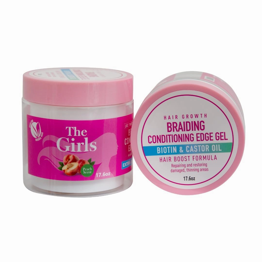 R&B Collection Braiding conditioning Edge Gel (Honey Peach)/ 24 Hour Hold/Extra Mega Hold/17.6oz