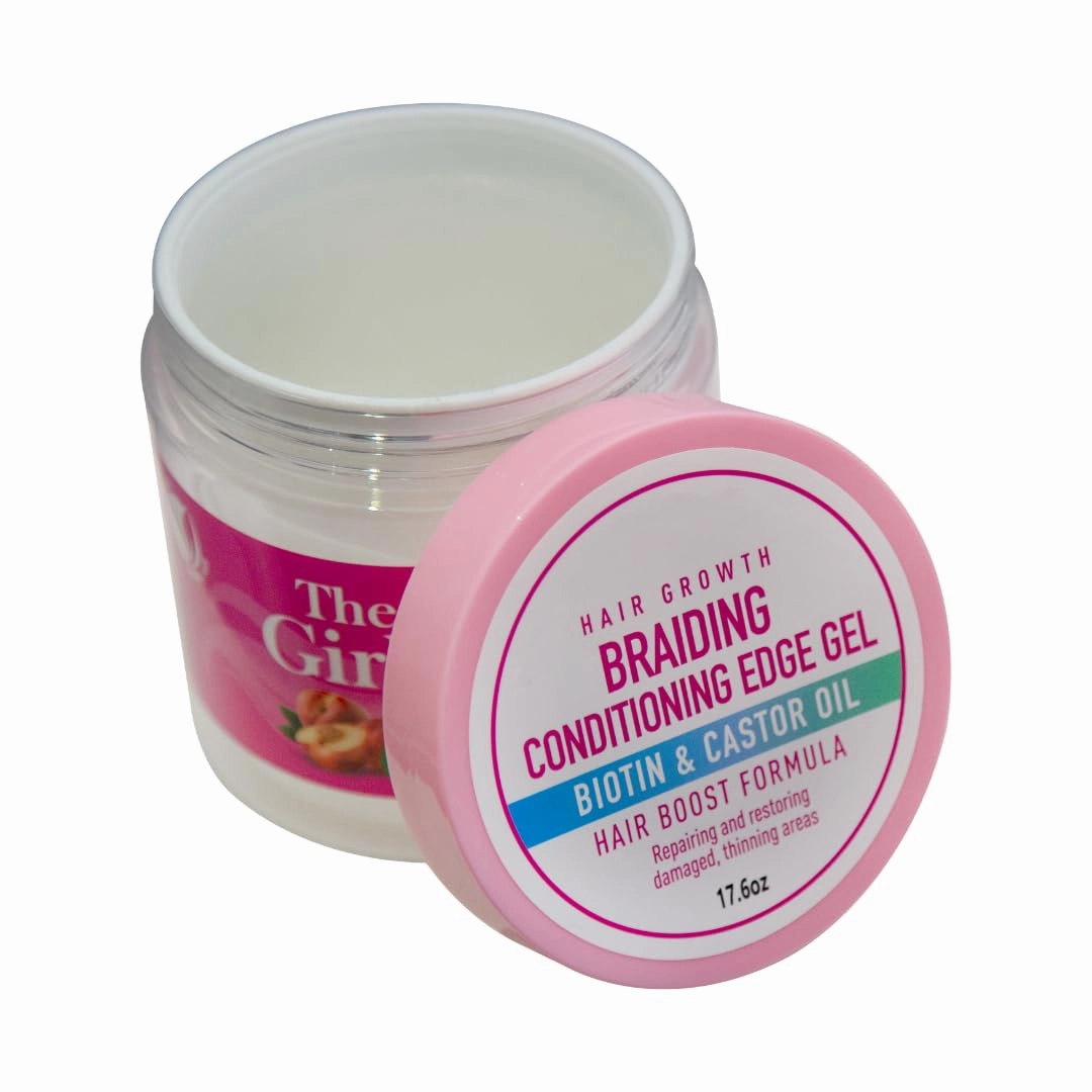 R&B Collection Braiding conditioning Edge Gel (Honey Peach)/ 24 Hour Hold/Extra Mega Hold/17.6oz