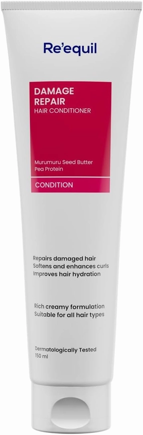 R.E' E.QUI.L Damage Repair Conditioner with Murumuru & Pea Protein | Silicone Free Conditioner | Repairs, Nourishes, and Detangles Hair | Great for Curly, Damaged Hair | 150Ml,1 Count