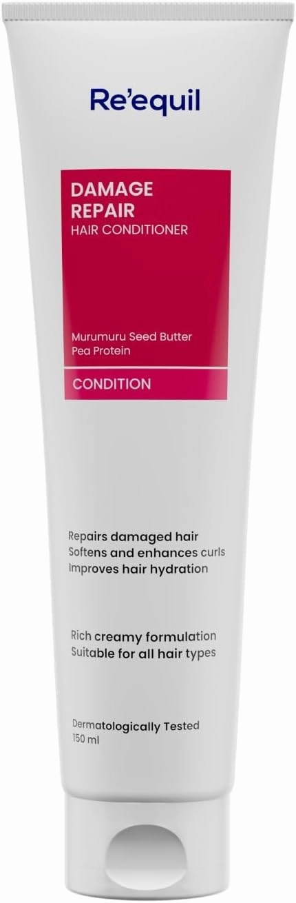 R.E' E.QUI.L Damage Repair Conditioner with Murumuru & Pea Protein | Silicone Free Conditioner | Repairs, Nourishes, and Detangles Hair | Great for Curly, Damaged Hair | 150Ml,1 Count