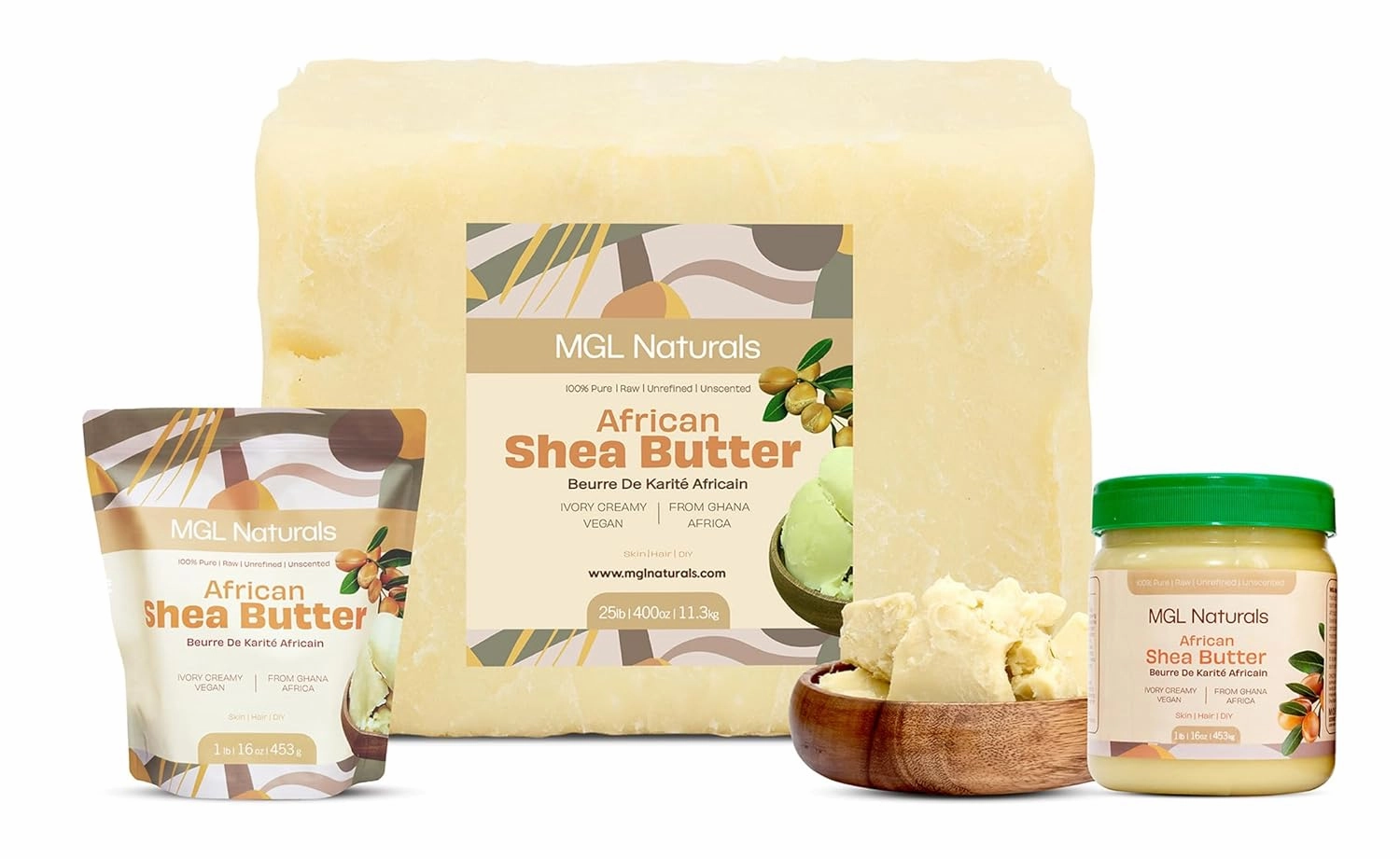 Raw African Shea Butter Ivory 10 lb 100% Pure and Unrefined. Nourish and moisturize skin and hair. Use alone or DIY recipes. From Ghana, West Africa.