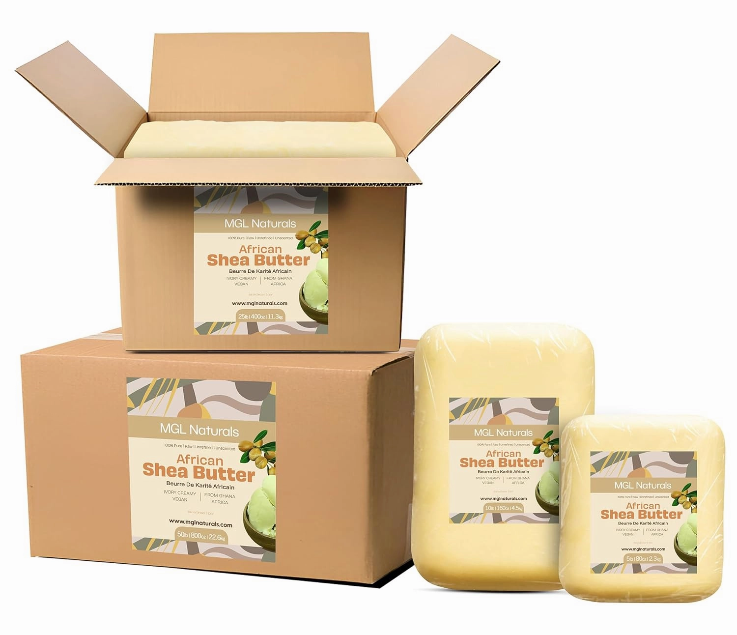 Raw African Shea Butter Ivory 10 lb 100% Pure and Unrefined. Nourish and moisturize skin and hair. Use alone or DIY recipes. From Ghana, West Africa.