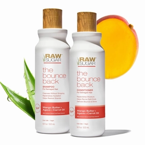 Raw Sugar Shampoo and Conditioner Set, The Bounce Back Hair Care Duo, 18 Fl Oz (2 Products) Mango Butter   Agave   Carrot Oil, Cleanses & Repairs Damaged Hair, A Complete Haircare Bundle