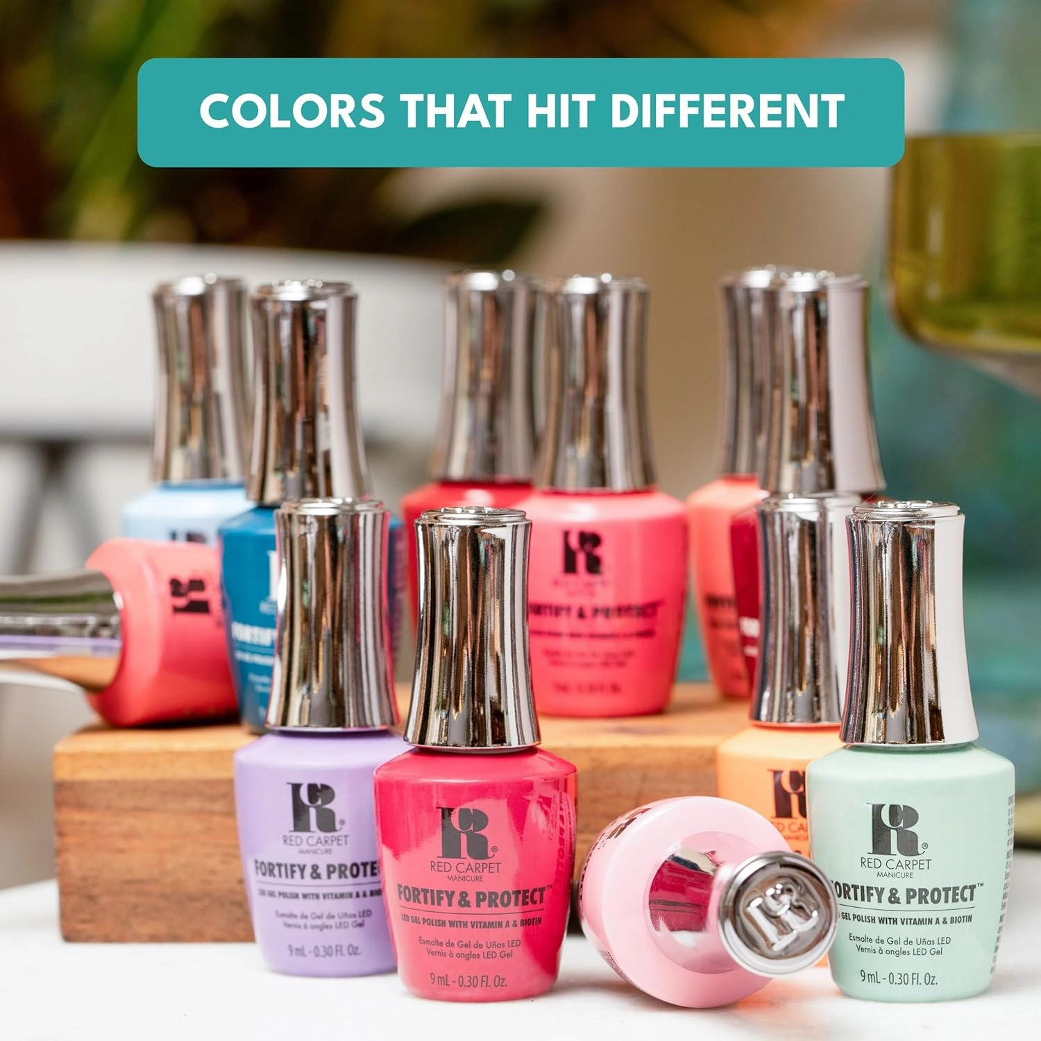 RC Red Carpet Manicure Kit 4 Fortity & Proctect Bundle Trendsetters - Soak Off Polish, Long-Lasting, Vibrant Colors, Professional Quality, High Shine, Chip-Resistant.