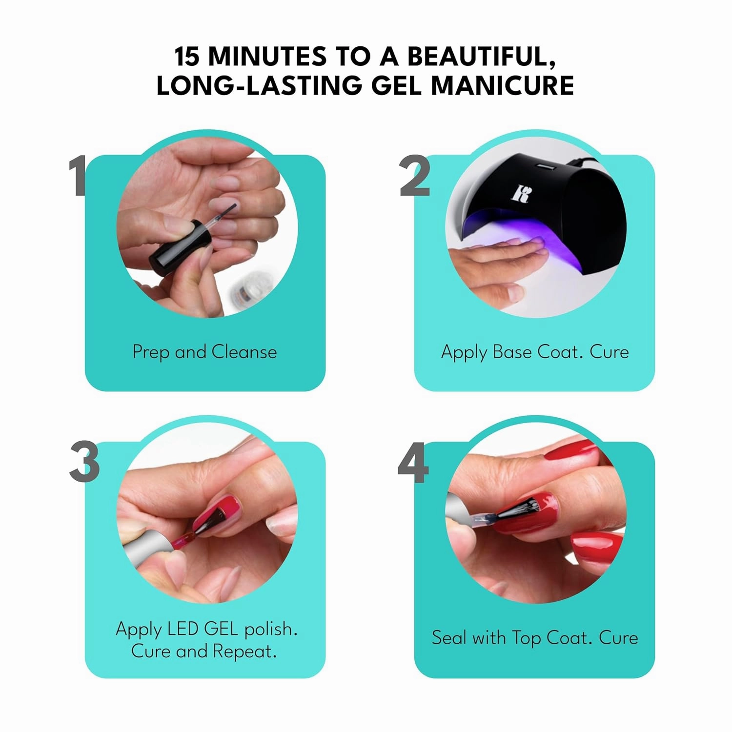 RC Red Carpet Manicure Kit 4 Fortity & Proctect Bundle Trendsetters - Soak Off Polish, Long-Lasting, Vibrant Colors, Professional Quality, High Shine, Chip-Resistant.