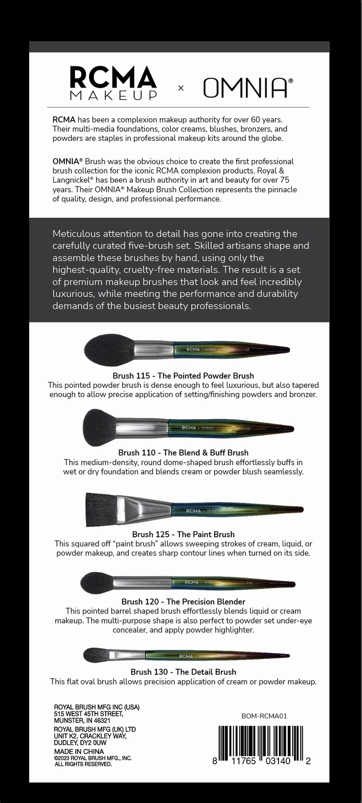 RCMA RCMA  x OMNIA Professional Complexion 5pc Brush Set