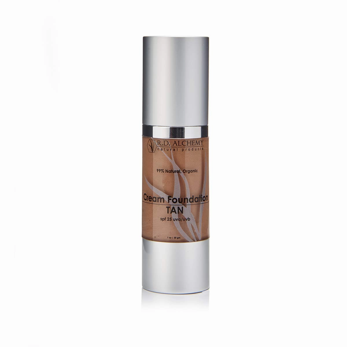RD Alchemy - 99% Natural & Organic TAN Cream Foundation - Best Lightweight Foundation for Coverage of Blemishes, Sun Spots, Age Spots, or Under Eye Dark Circles. Anti Aging   SPF 25