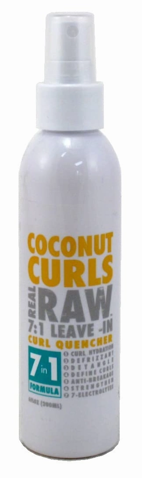 Real Raw Leave-In Coconut Curls 7-In-1 Quench 6 Ounce (177ml) (Pack of 2)