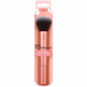 Real Techniques Everything Face Makeup Brush, Flawless Finish, Streak Free Makeup Application, For Foundation, & Powder Makeup Application, Fluffy Face Brush, Cruelty Free, 1 Count Orange (Pack of 2)