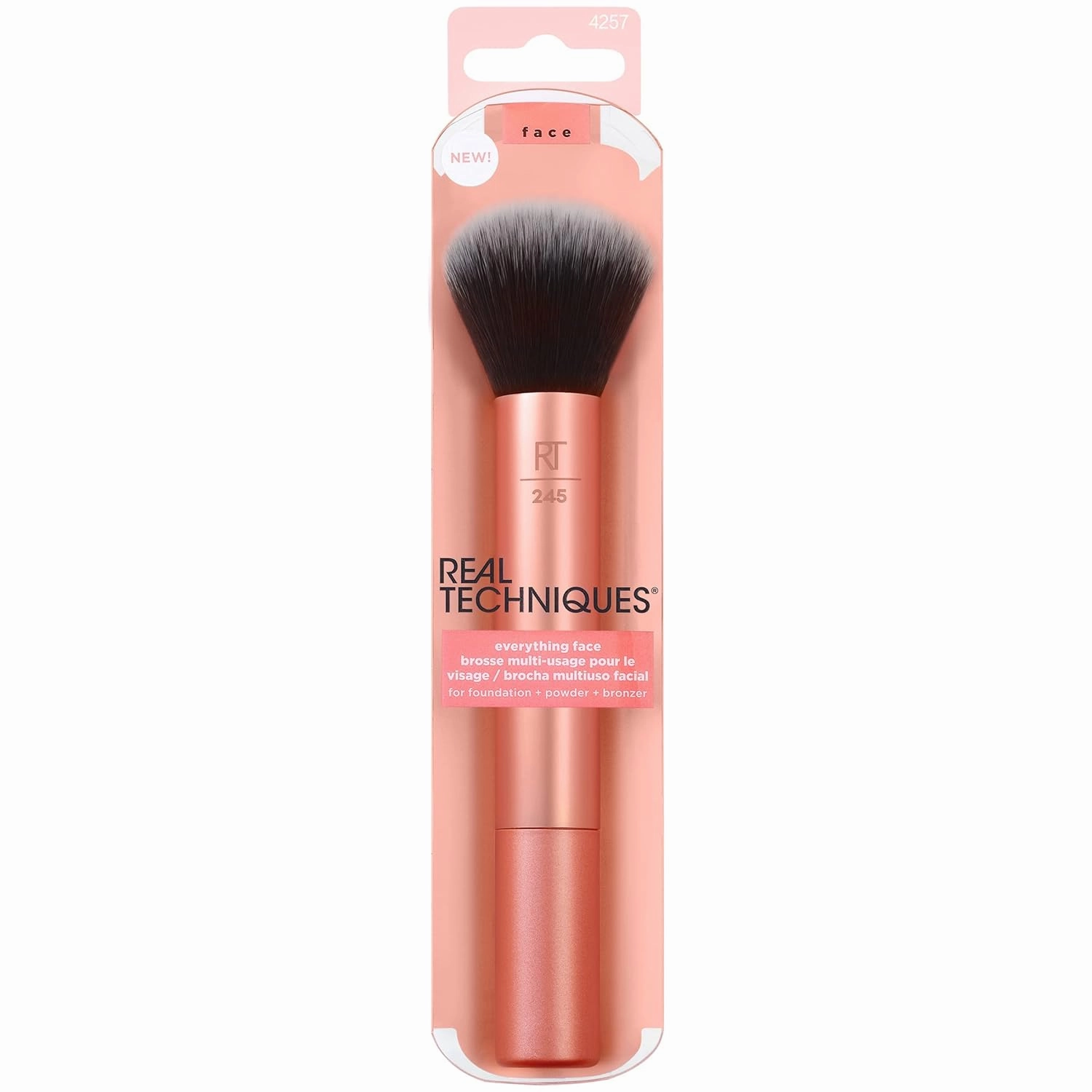 Real Techniques Everything Face Makeup Brush, Flawless Finish, Streak Free Makeup Application, For Foundation, & Powder Makeup Application, Fluffy Face Brush, Cruelty Free, 1 Count Orange (Pack of 2)