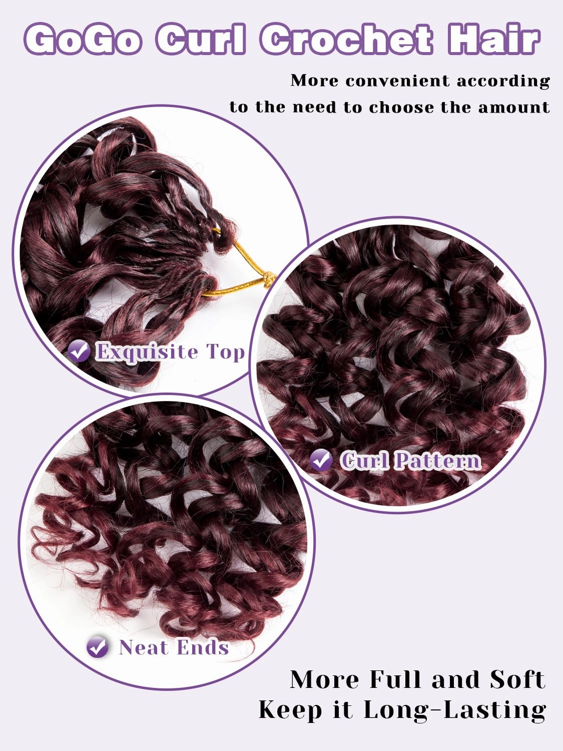 Red Burgundy Short Curly Crochet Hair for Women 7 Packs GoGo Curl Beach Water Wave Deep Twist Braids Synthetic Braiding Extensions 8 Inch Tbug#