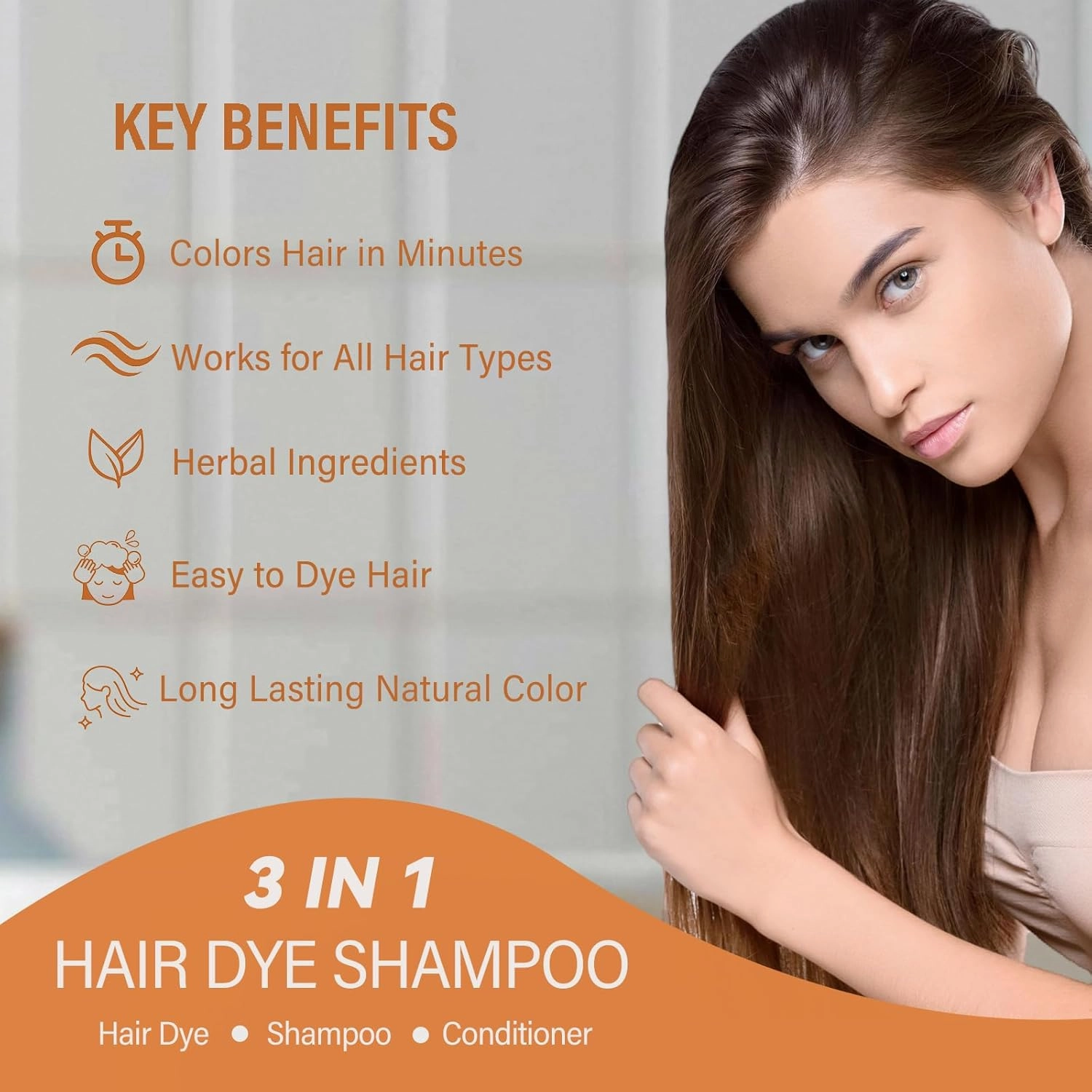 Red Hair Dye Shampoo for Gray Coverage, Instant Hair Color Shampoo, Long Lasting Red Hair Shampoo, Champu Para Canas, Gentle & Fast, Easy to Use, 16.90 Fl Oz