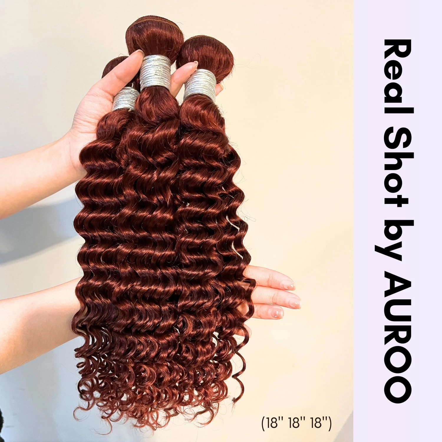 Reddish Brown Curly Human Hair, Thick Track Auburn Copper Red Colored Deep Wave Single Bundles Human Hair 10A Weave Curly Bundles 100% Virgin Remy Sew in 10 inch