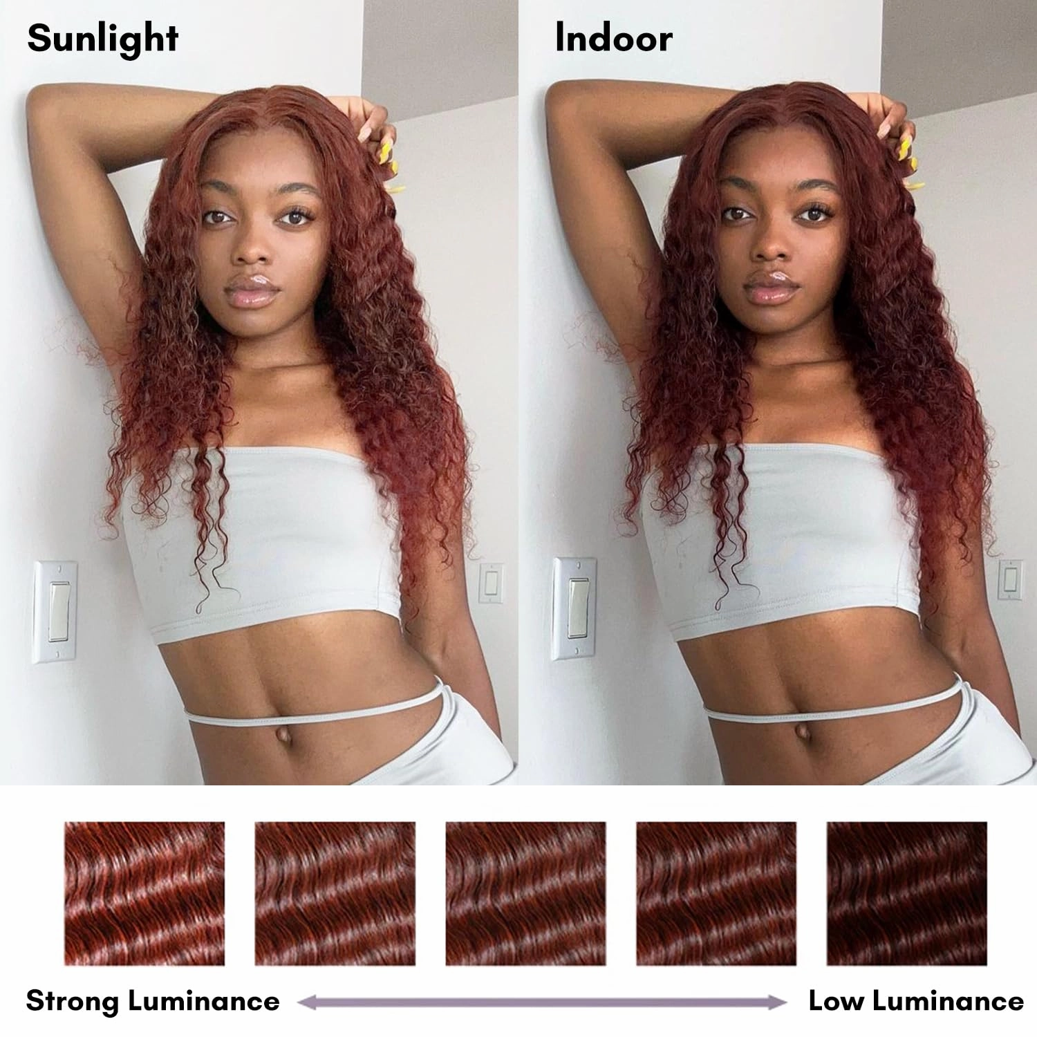 Reddish Brown Curly Human Hair, Thick Track Auburn Copper Red Colored Deep Wave Single Bundles Human Hair 10A Weave Curly Bundles 100% Virgin Remy Sew in 10 inch